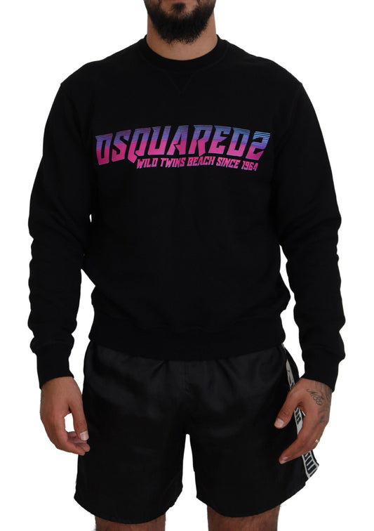 Dsquared² Schwarzer Pullover mit Logo-Print für Herren mit langen Ärmeln