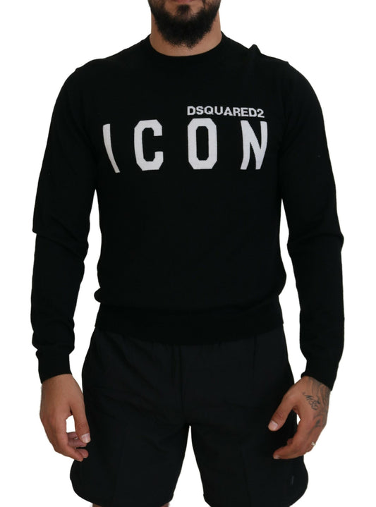 Dsquared² Schwarzer Pullover mit Logo-Print für Herren mit langen Ärmeln