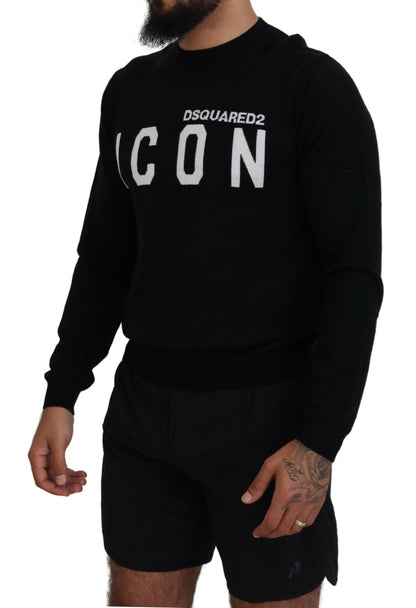 Dsquared² Schwarzer Pullover mit Logo-Print für Herren mit langen Ärmeln