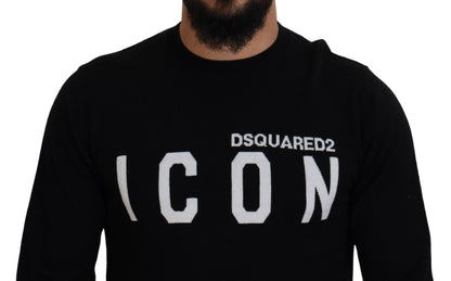 Dsquared² Schwarzer Pullover mit Logo-Print für Herren mit langen Ärmeln