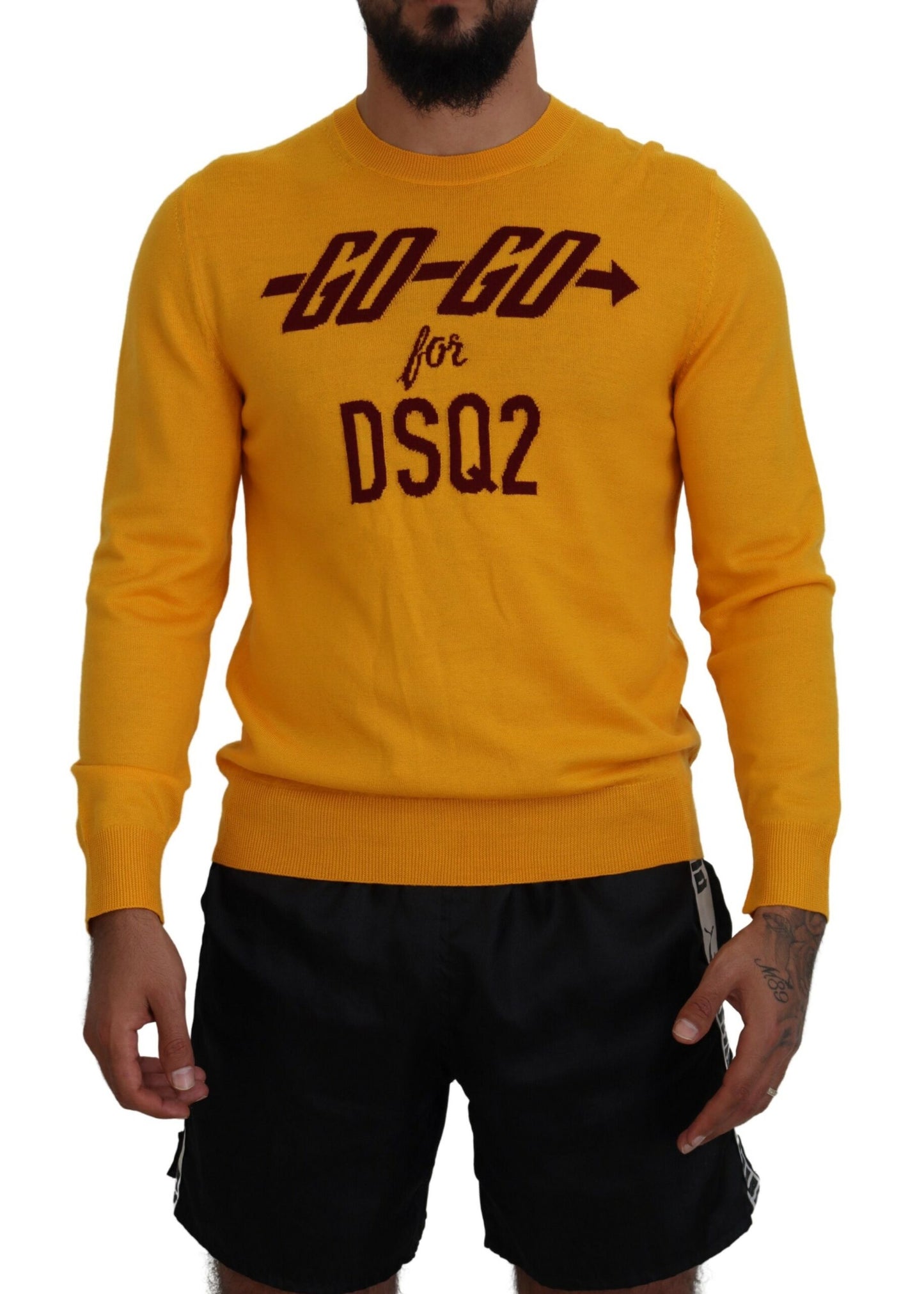 Dsquared² Orange Wolle Langarm Herren Pullover