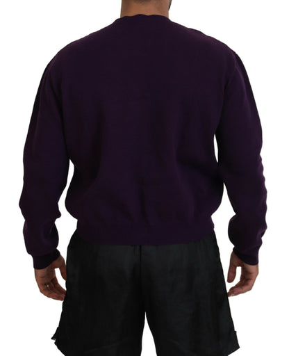 Dsquared² Purple Cotton Printed Men Pullover Sweater