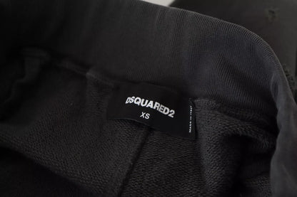 Dsquared² – Schwarze, zerfetzte, konische Shorts aus Baumwolle mit mittlerer Taille