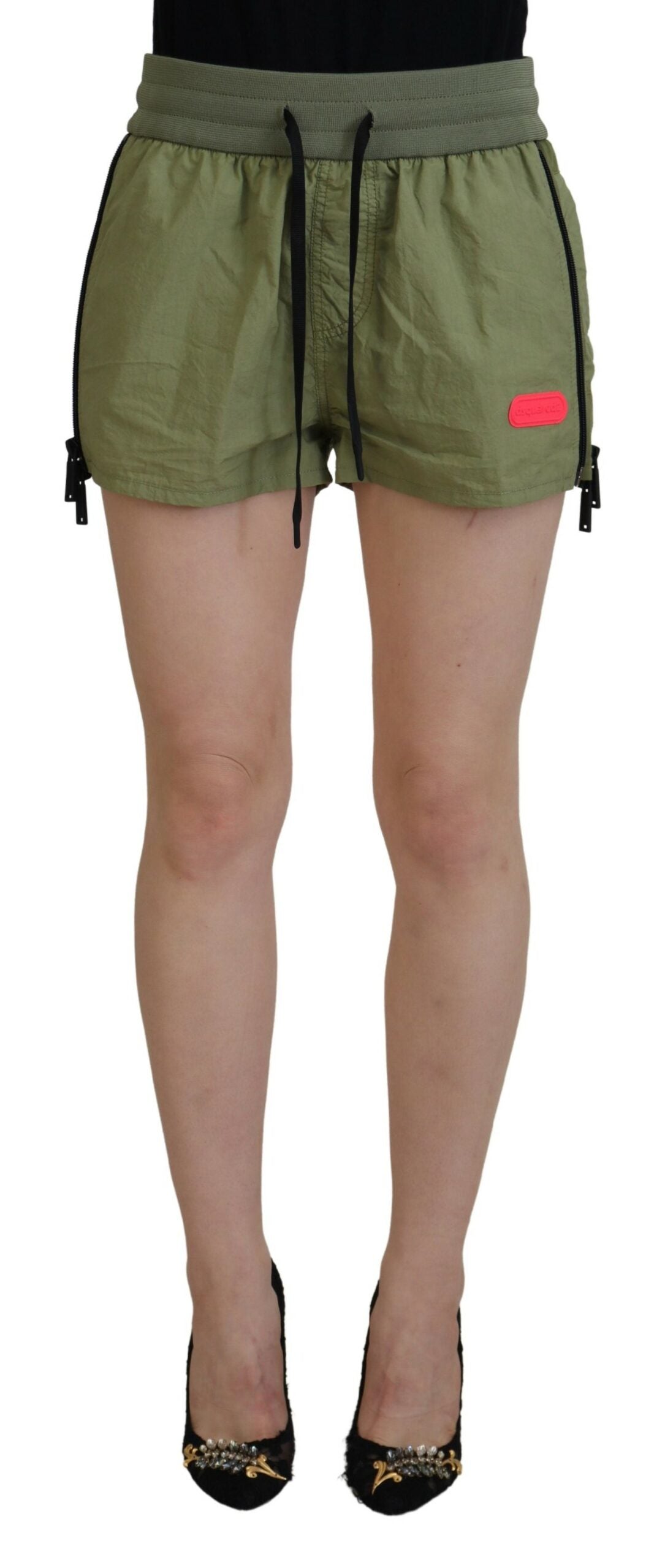 Dsquared² Grüne, konische Shorts aus Baumwolle mit mittelhoher Taille und Kordelzug