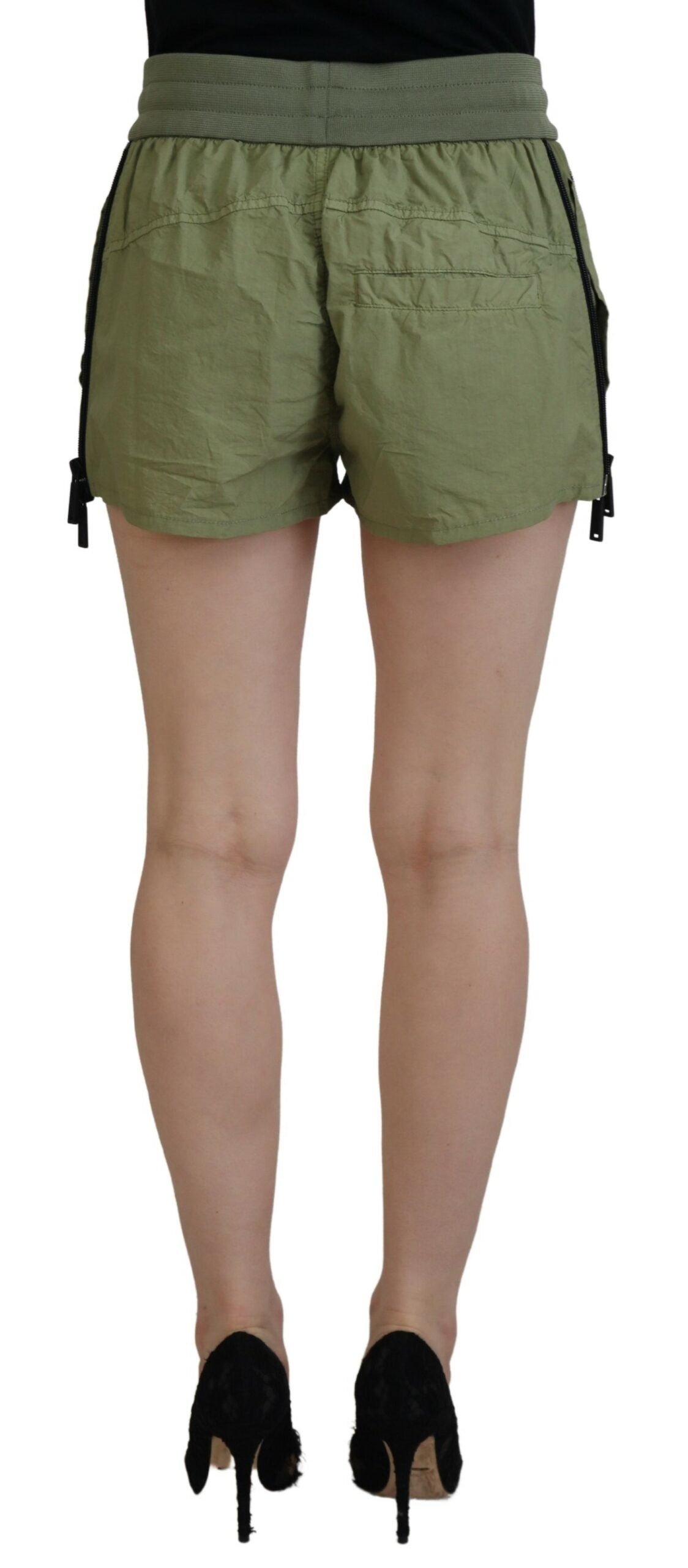 Dsquared² Grüne, konische Shorts aus Baumwolle mit mittelhoher Taille und Kordelzug