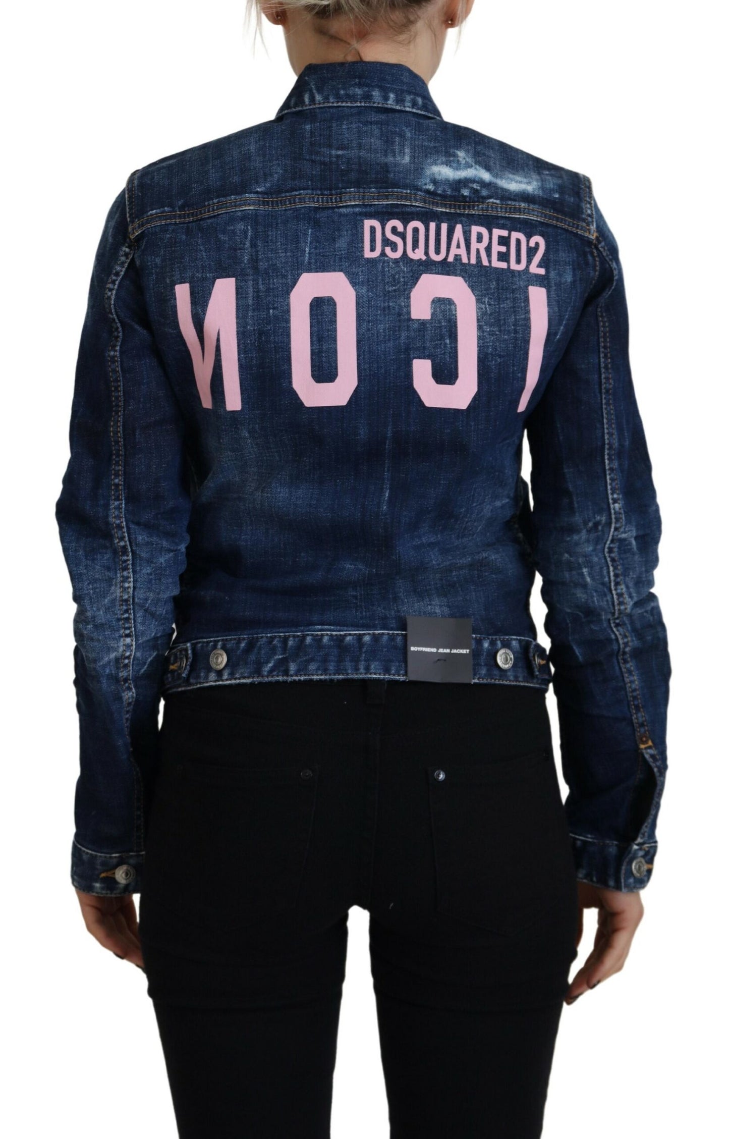 Dsquared² – Jeansjacke im Used-Look mit Icon-Print, Blau