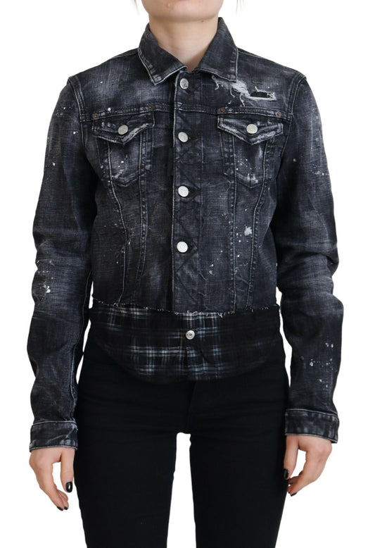 Dsquared² Jeansjacke aus gewaschener Baumwolle im Used-Look, Grau