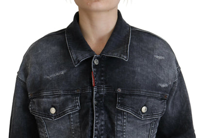 Dsquared² Kurze Jeansjacke aus gewaschener Baumwolle in Grau