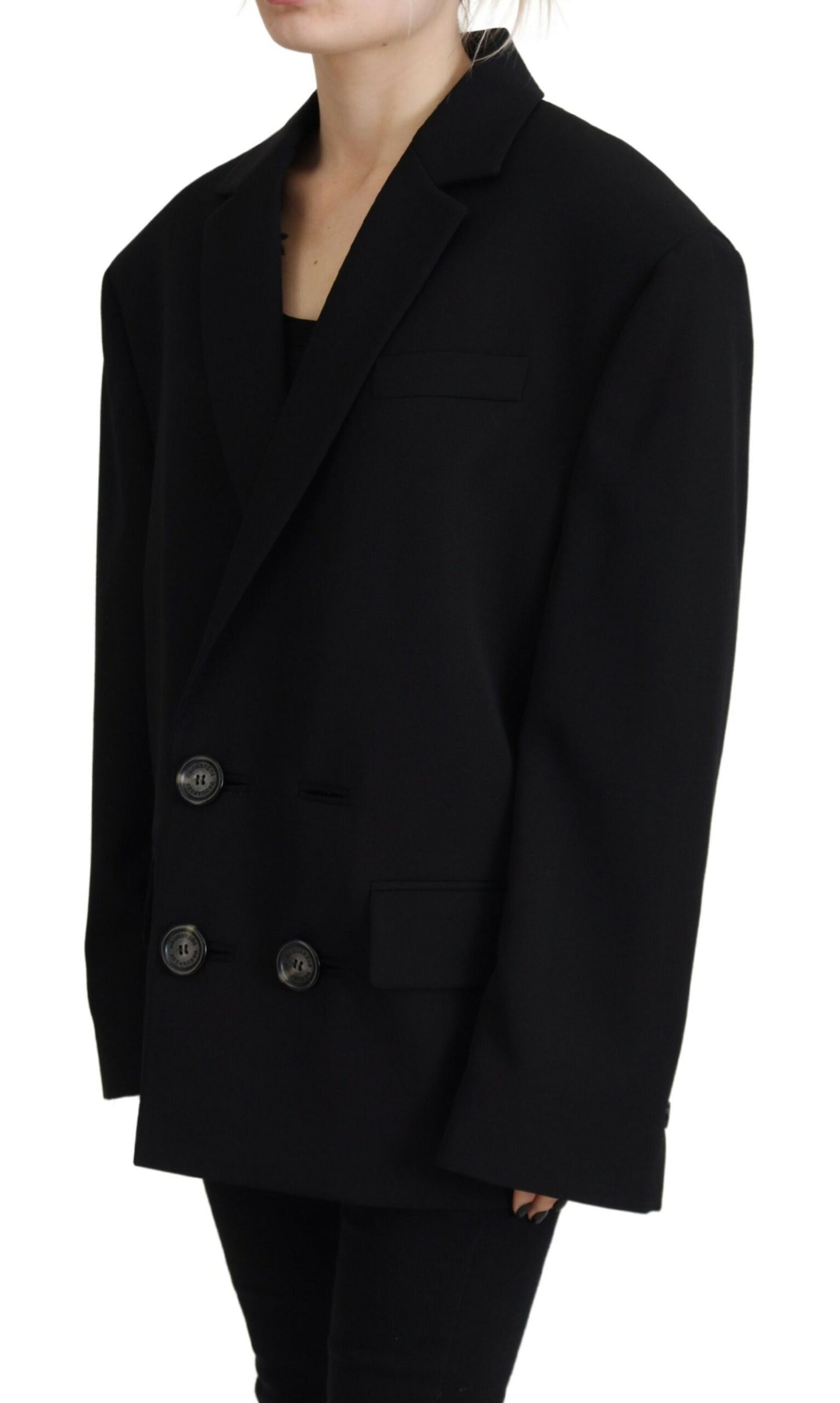 Dsquared² Black Double Breasted Coat Blazer Jacket