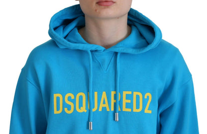 Dsquared² Blauer Kapuzenpullover aus Baumwolle mit Logo-Print