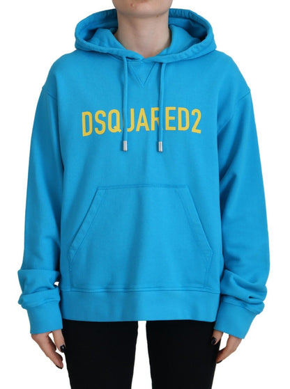 Dsquared² Blauer Kapuzenpullover aus Baumwolle mit Logo-Print