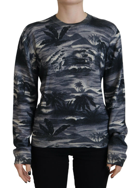 Dsquared² Schwarzer, langärmliger Freizeitpullover mit Thunder Sky-Print