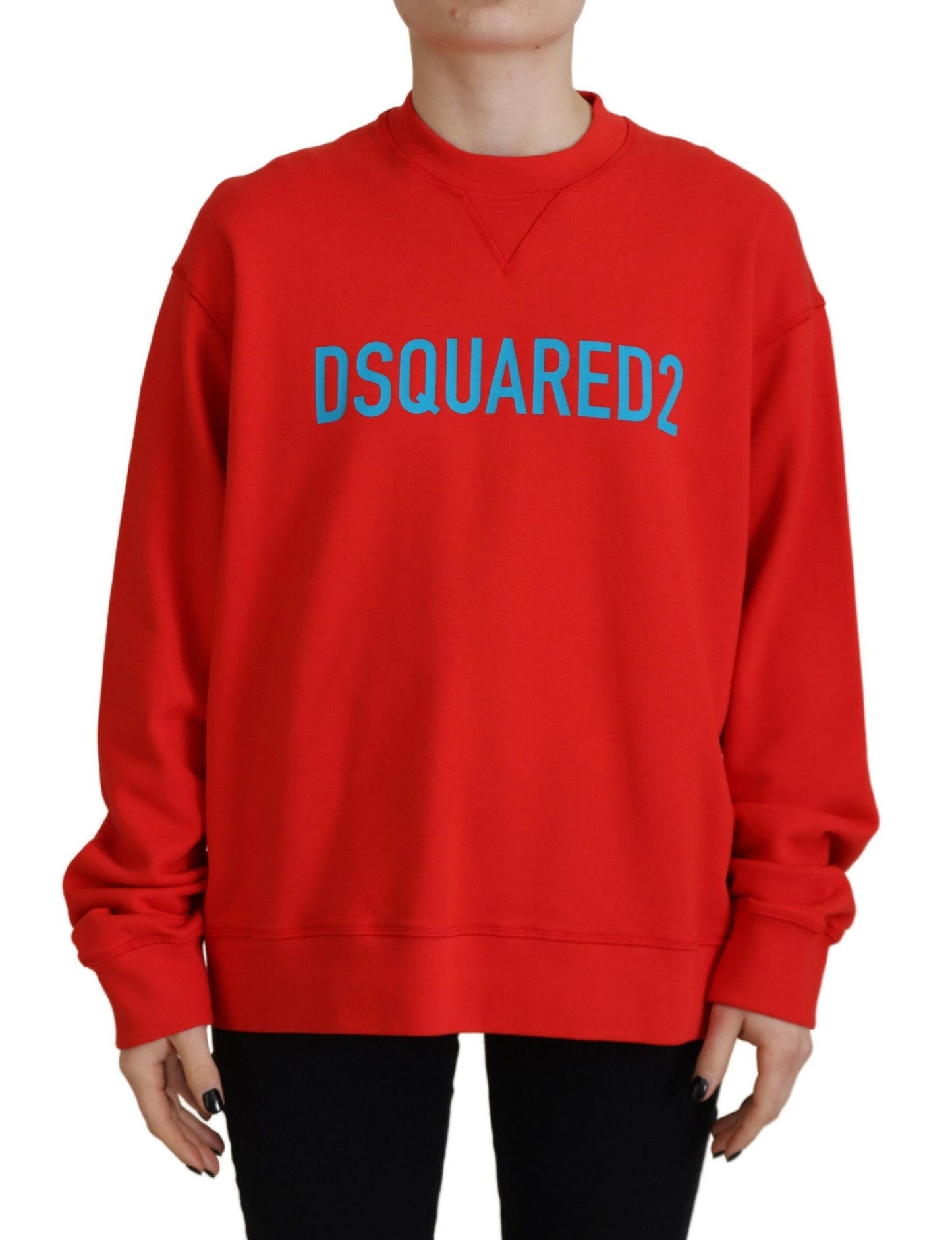 Dsquared² Roter bedruckter Langarmpullover aus Baumwolle mit Rundhalsausschnitt