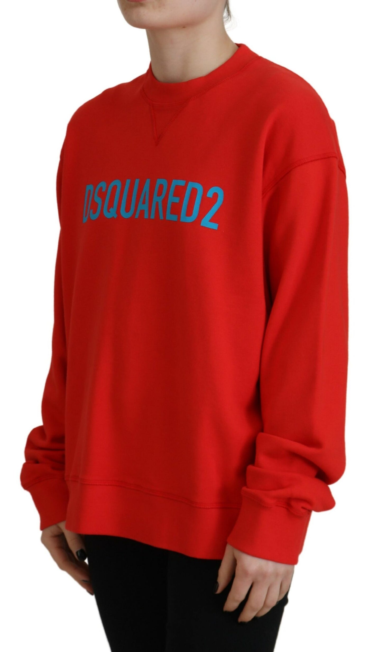 Dsquared² Roter bedruckter Langarmpullover aus Baumwolle mit Rundhalsausschnitt