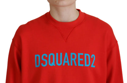 Dsquared² Roter bedruckter Langarmpullover aus Baumwolle mit Rundhalsausschnitt