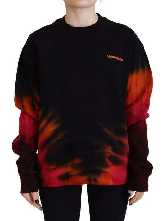 Dsquared² Schwarzer Tie Dye Logo Print Damen Langarmpullover