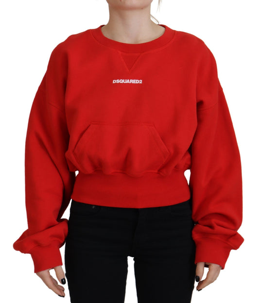 Dsquared² Roter Damen-Langarmpullover mit Rundhalsausschnitt und Logo-Print