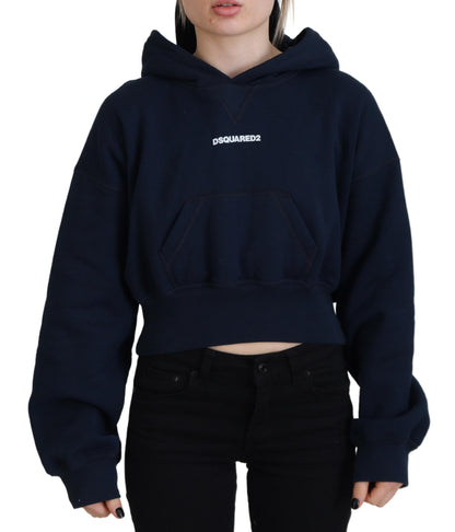 Dsquared² Blauer Langarmpullover mit Kapuze und Logo-Print