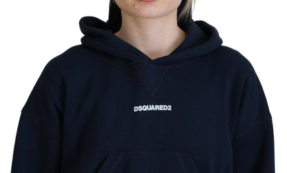 Dsquared² Blauer Langarmpullover mit Kapuze und Logo-Print