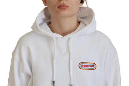 Dsquared² Weißer Baumwoll-Kapuzenpullover mit Logo-Patch