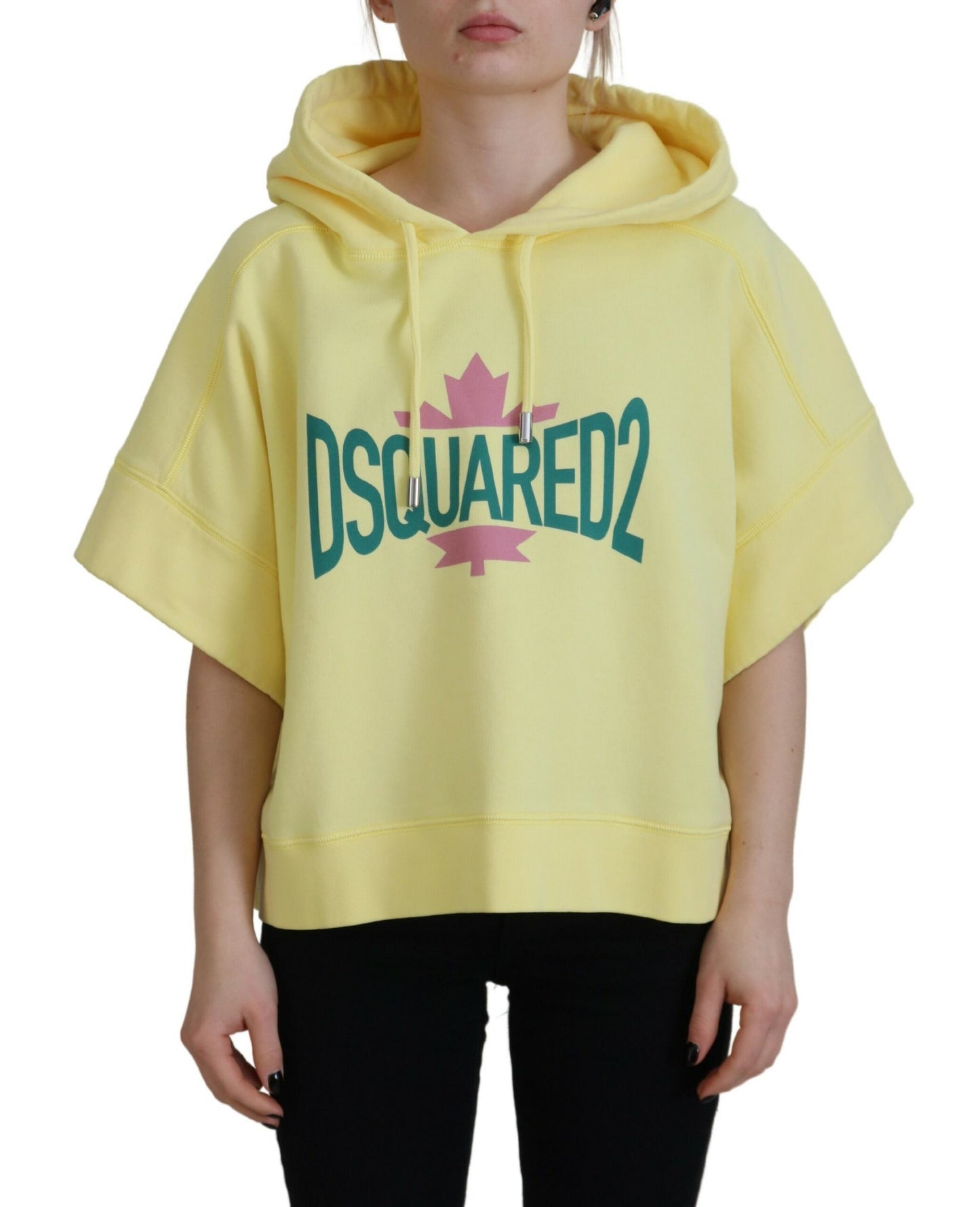 Dsquared² Gelber Kapuzenpullover aus Baumwolle mit Logo-Print