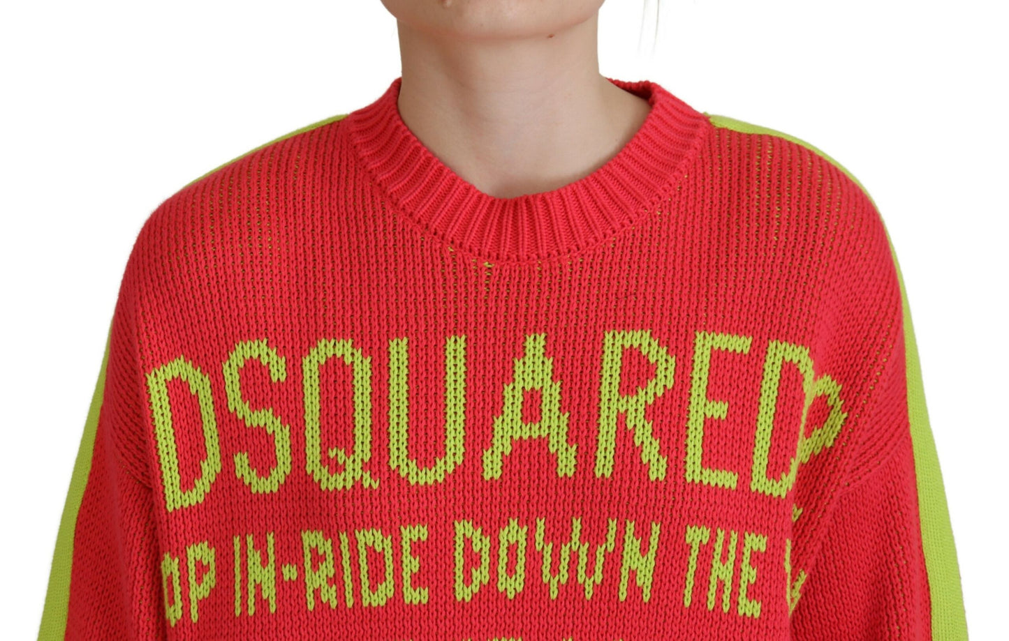 Dsquared² Mehrfarbiger Pullover aus Baumwollstrick mit Rundhalsausschnitt