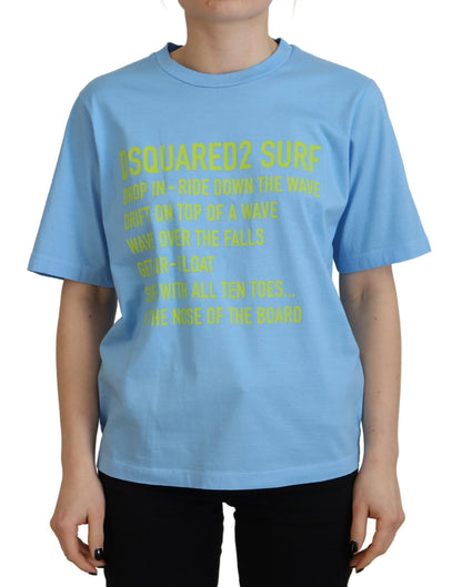 Dsquared² Blaues Kurzarm-T-Shirt aus Baumwolle mit Rundhalsausschnitt und Logo-Print