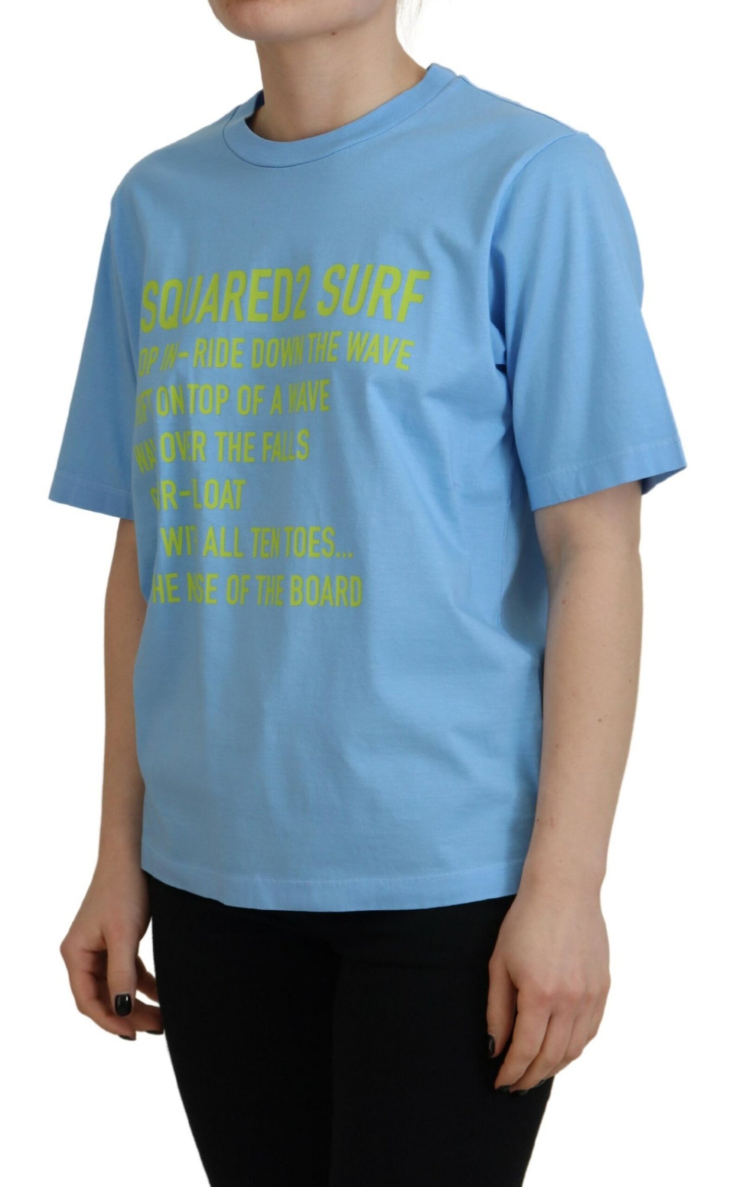 Dsquared² Blaues Kurzarm-T-Shirt aus Baumwolle mit Rundhalsausschnitt und Logo-Print