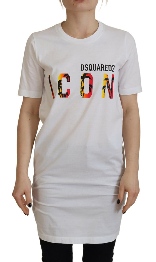 Dsquared² Weißes Baumwoll-T-Shirt mit Rundhalsausschnitt und Icon-Logo-Print