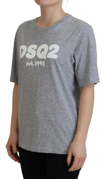 Dsquared² Graues T-Shirt aus Baumwolle mit Rundhalsausschnitt und kurzen Ärmeln