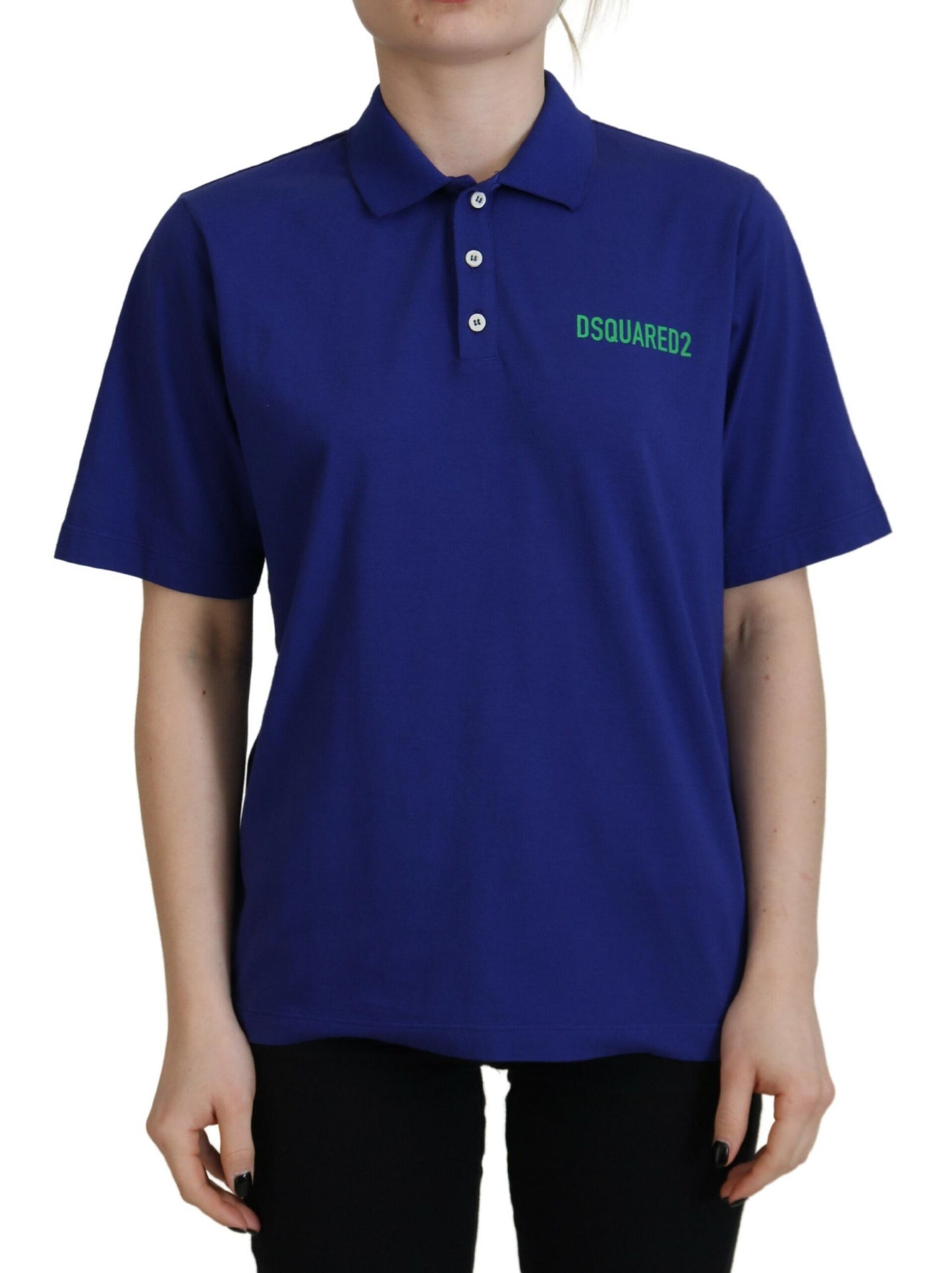 Dsquared² – Kurzärmliges Polo-T-Shirt mit Kragen und Schriftzug in Blau