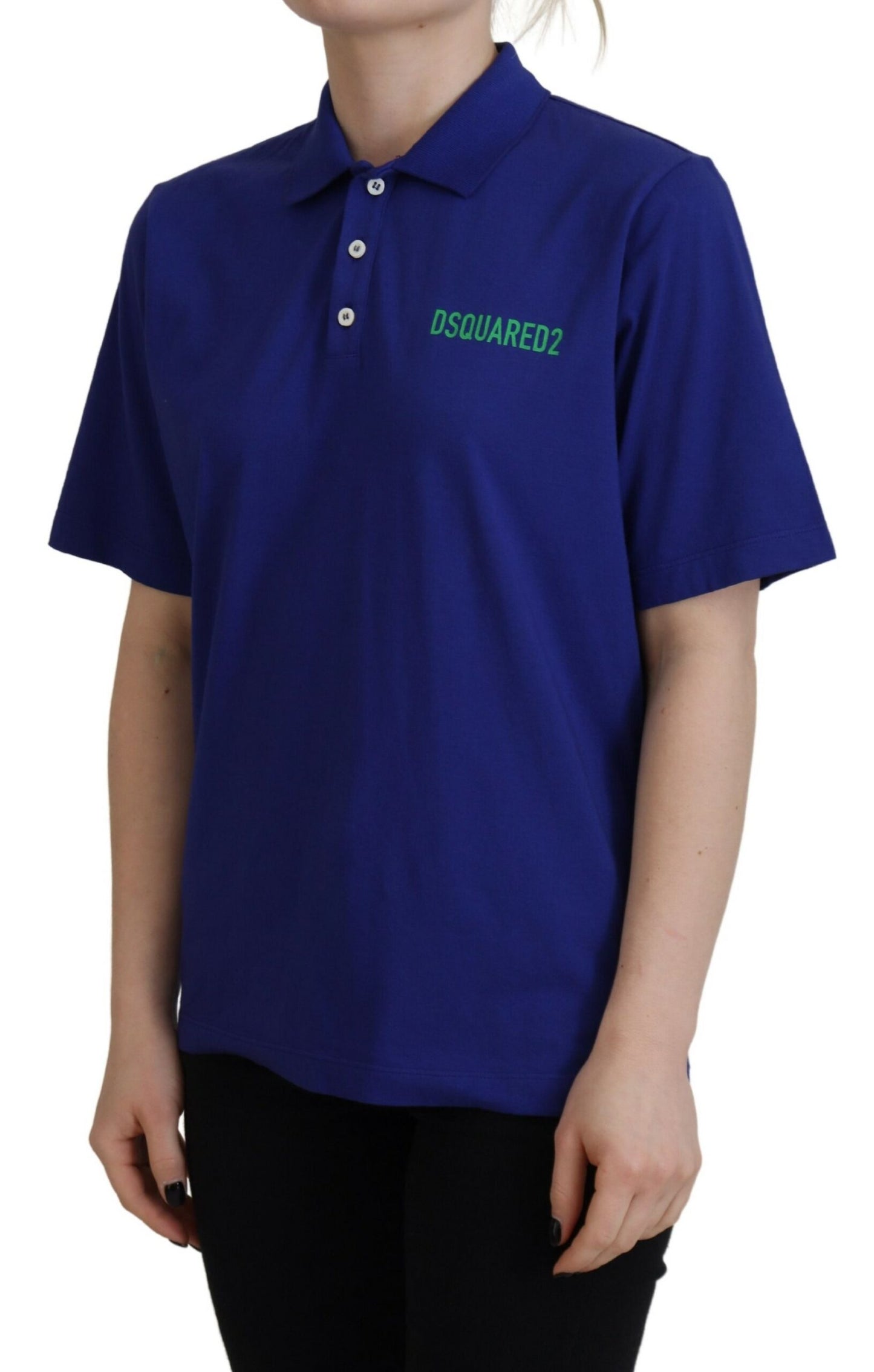 Dsquared² – Kurzärmliges Polo-T-Shirt mit Kragen und Schriftzug in Blau