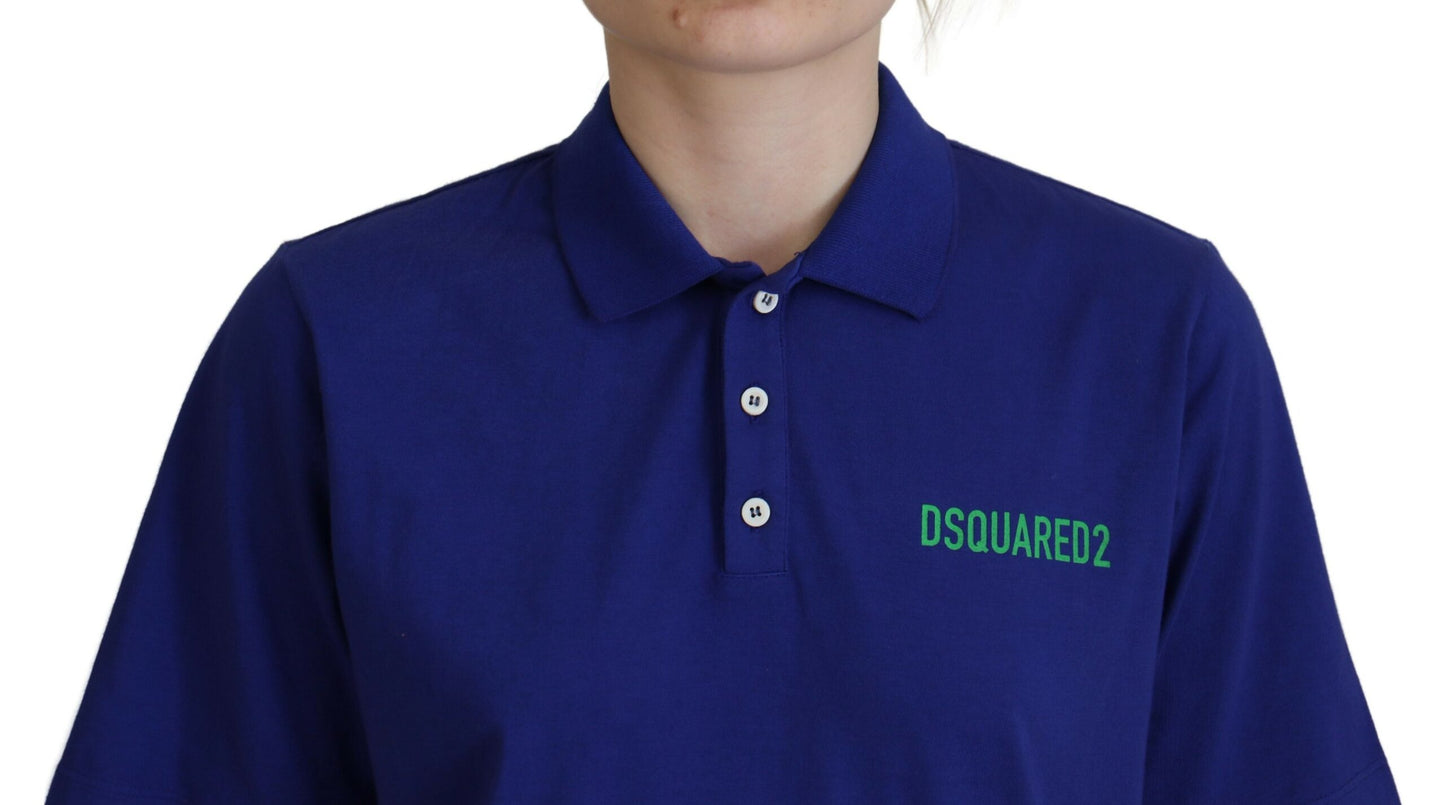 Dsquared² – Kurzärmliges Polo-T-Shirt mit Kragen und Schriftzug in Blau