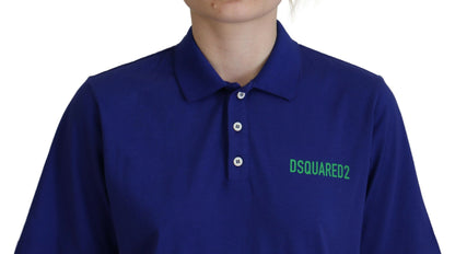 Dsquared² – Kurzärmliges Polo-T-Shirt mit Kragen und Schriftzug in Blau