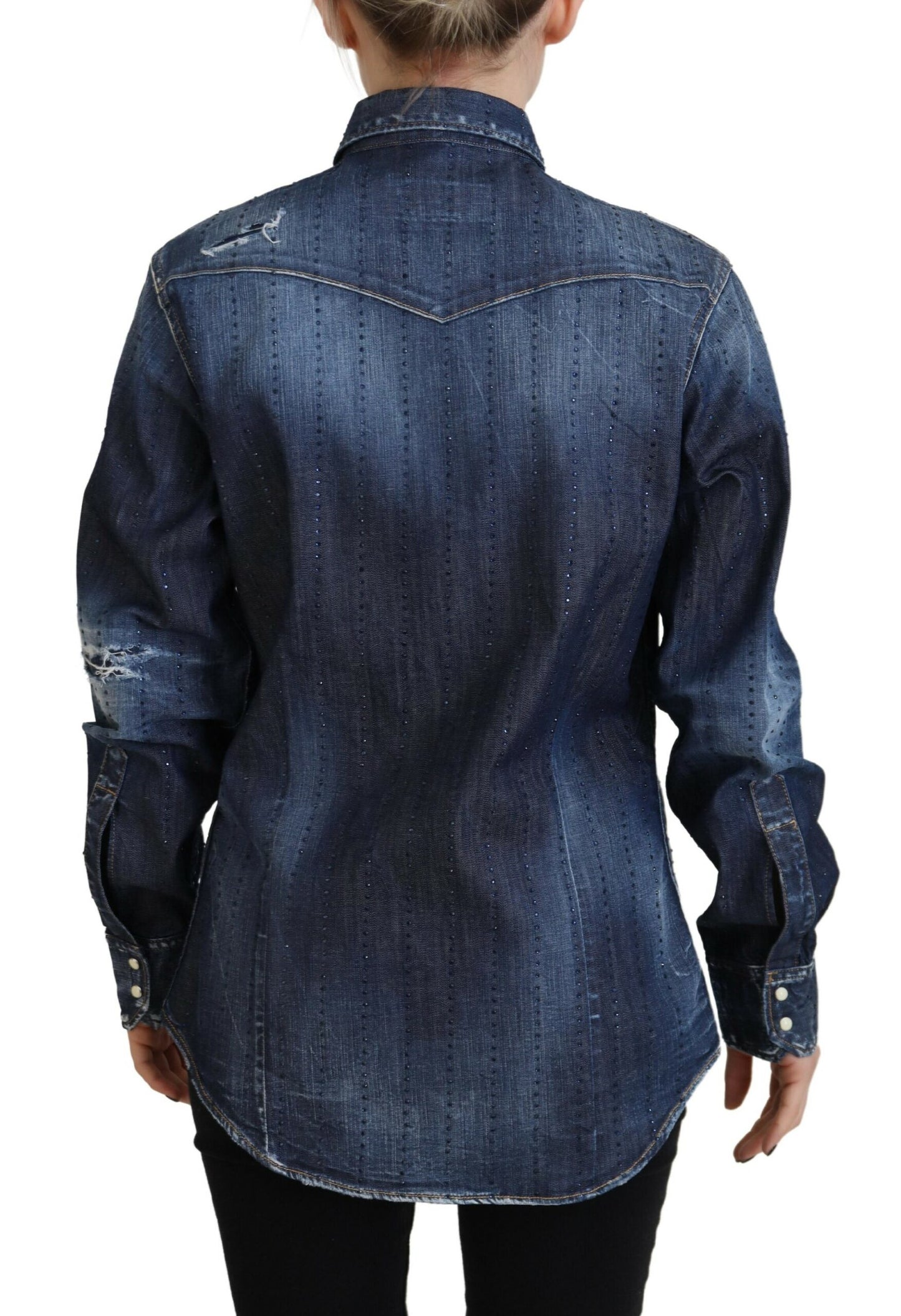 Dsquared² – Jeansoberteil aus gewaschener Baumwolle mit Button-Down-Kragen, Blau