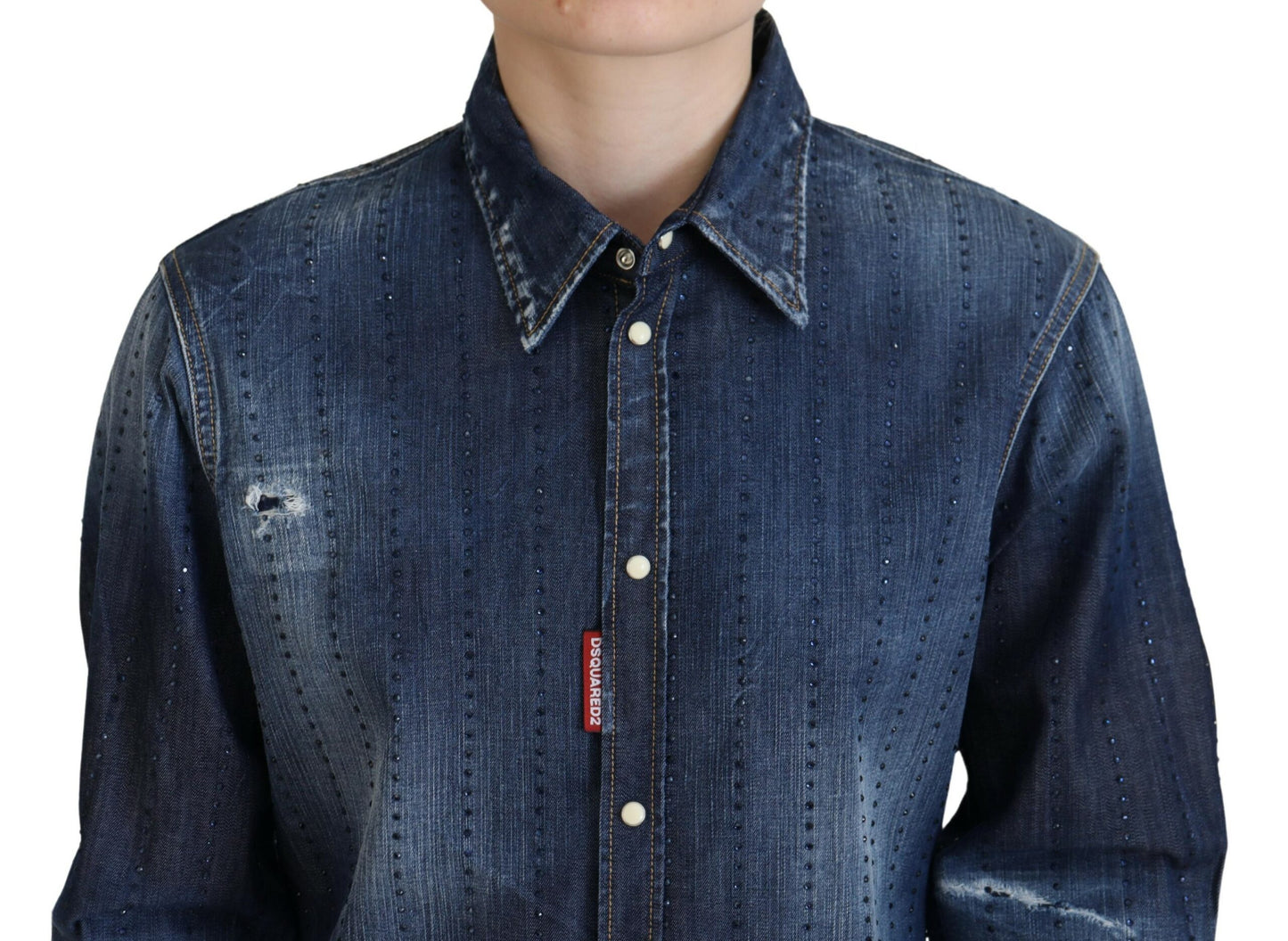 Dsquared² – Jeansoberteil aus gewaschener Baumwolle mit Button-Down-Kragen, Blau