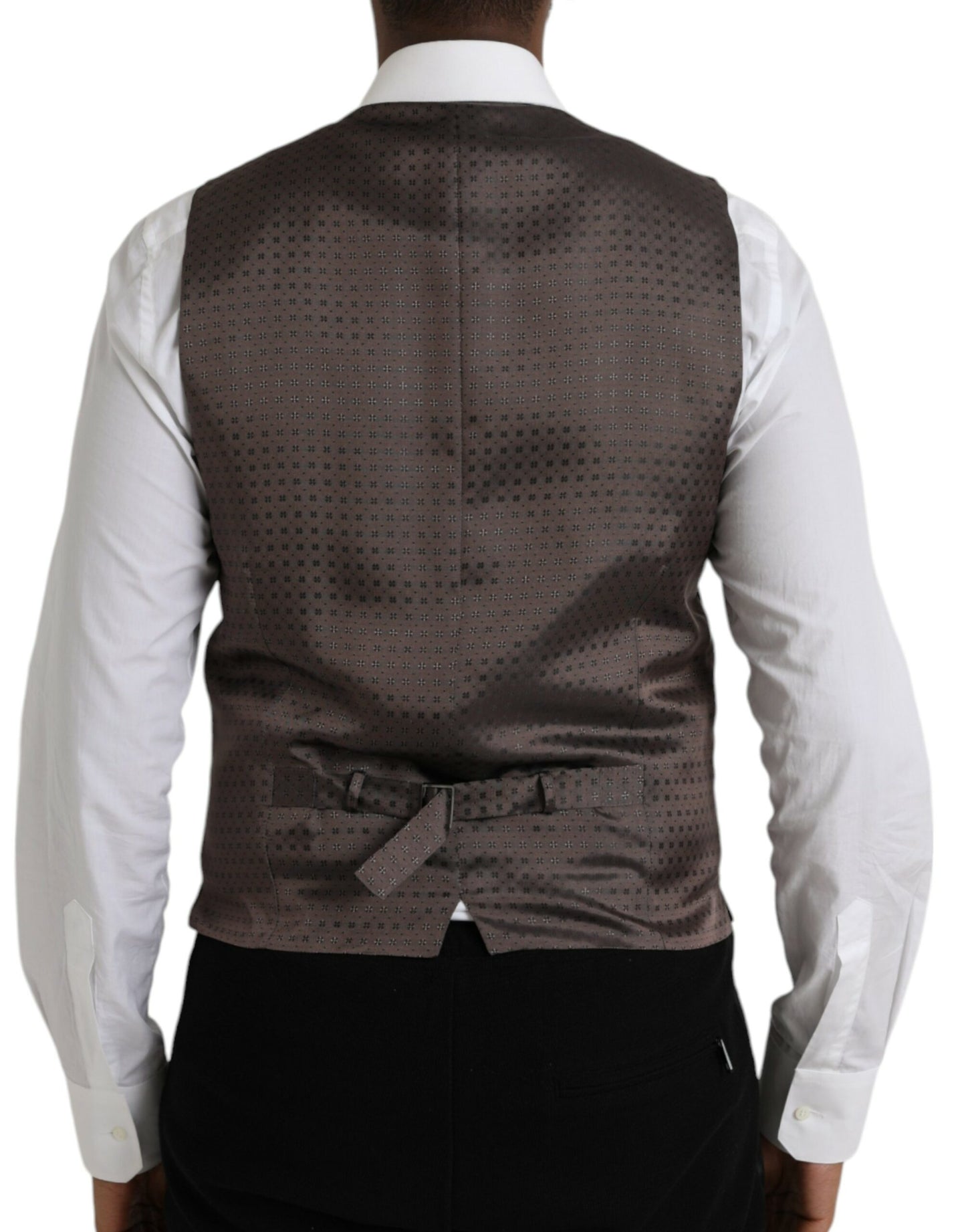 Dolce & Gabbana Black Brown Silk Waistcoat Dress Formal Vest