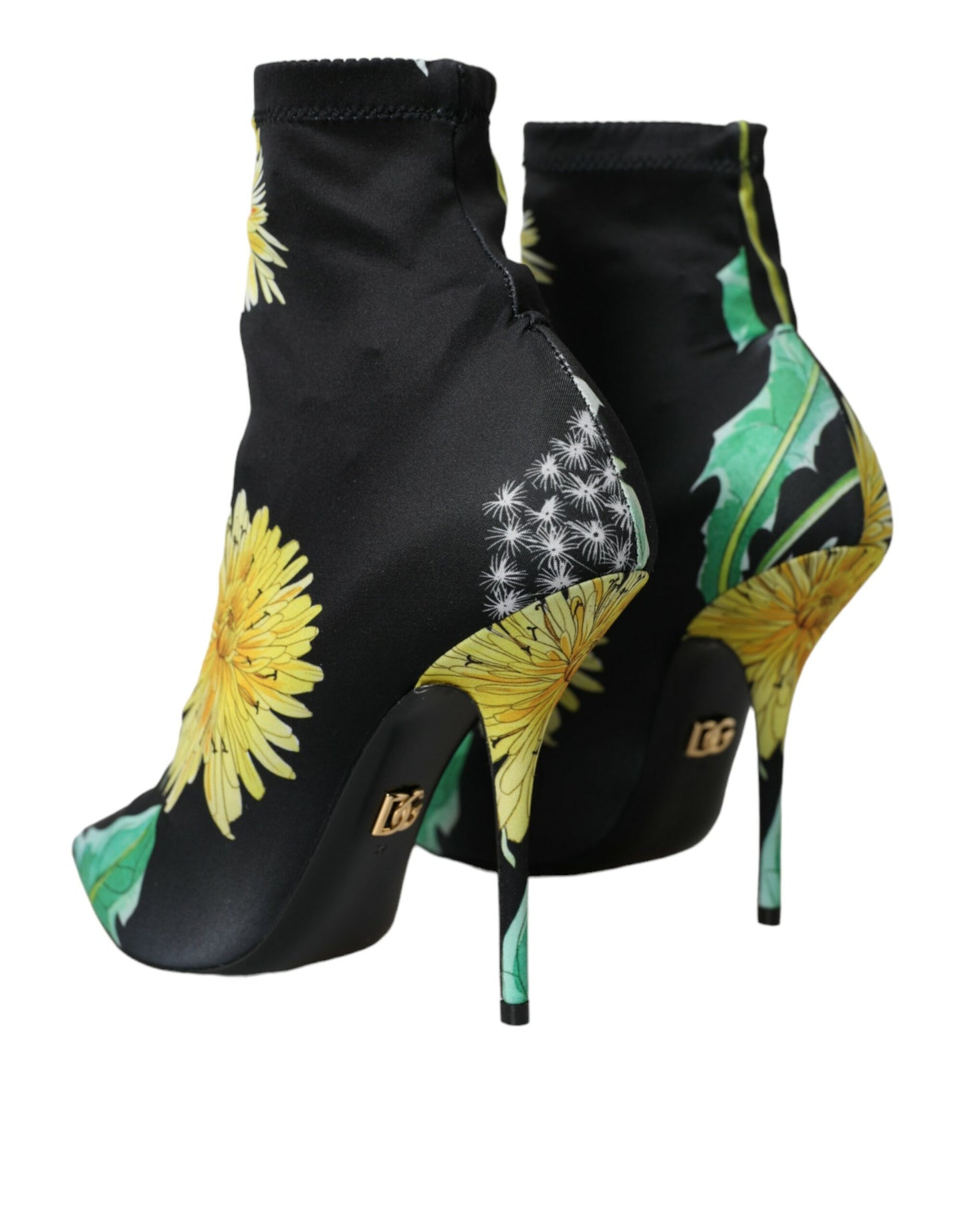 Dolce &amp; Gabbana – Stiefeletten aus Stretch-Jersey mit Blumenmuster in Schwarz