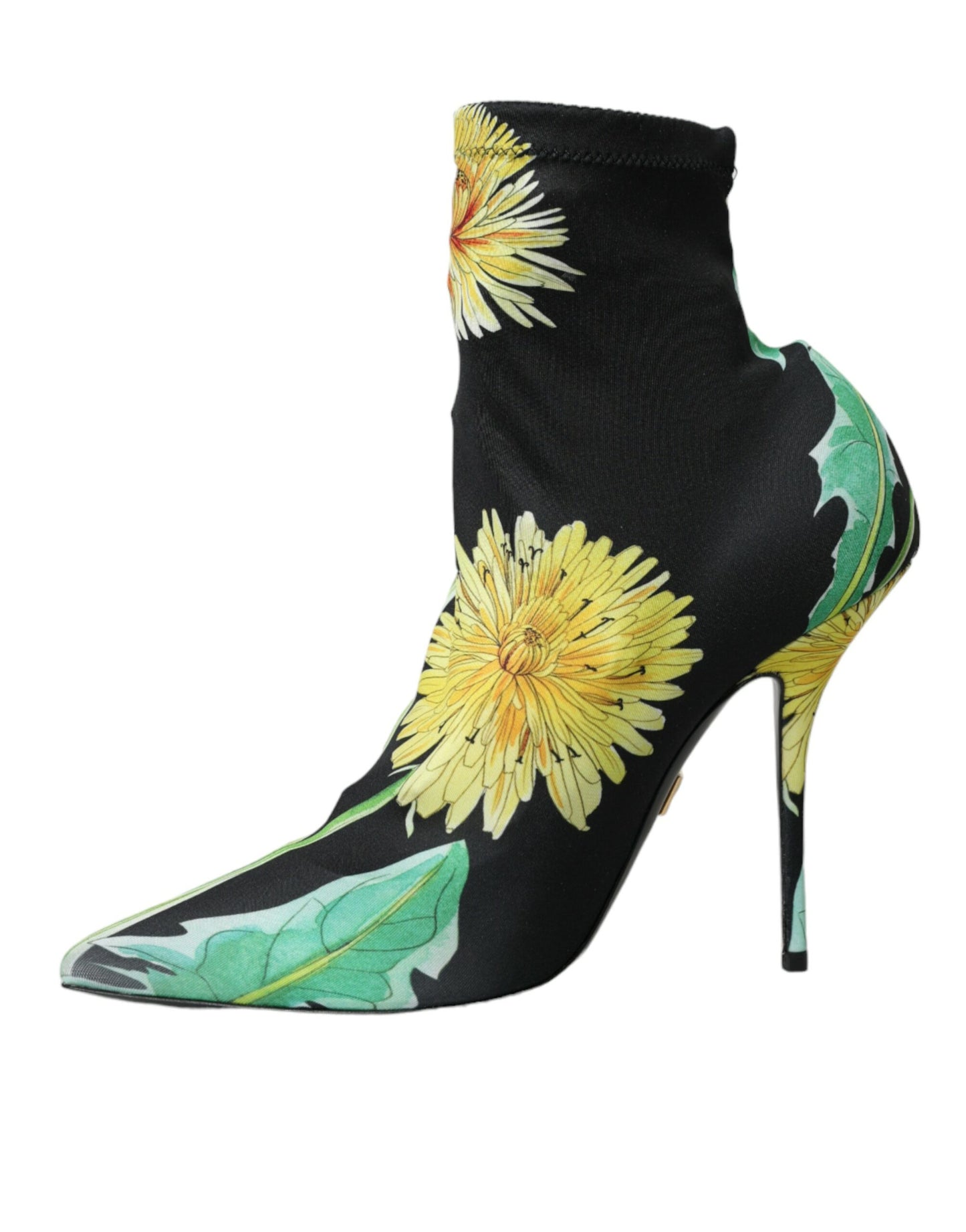 Dolce &amp; Gabbana – Stiefeletten aus Stretch-Jersey mit Blumenmuster in Schwarz