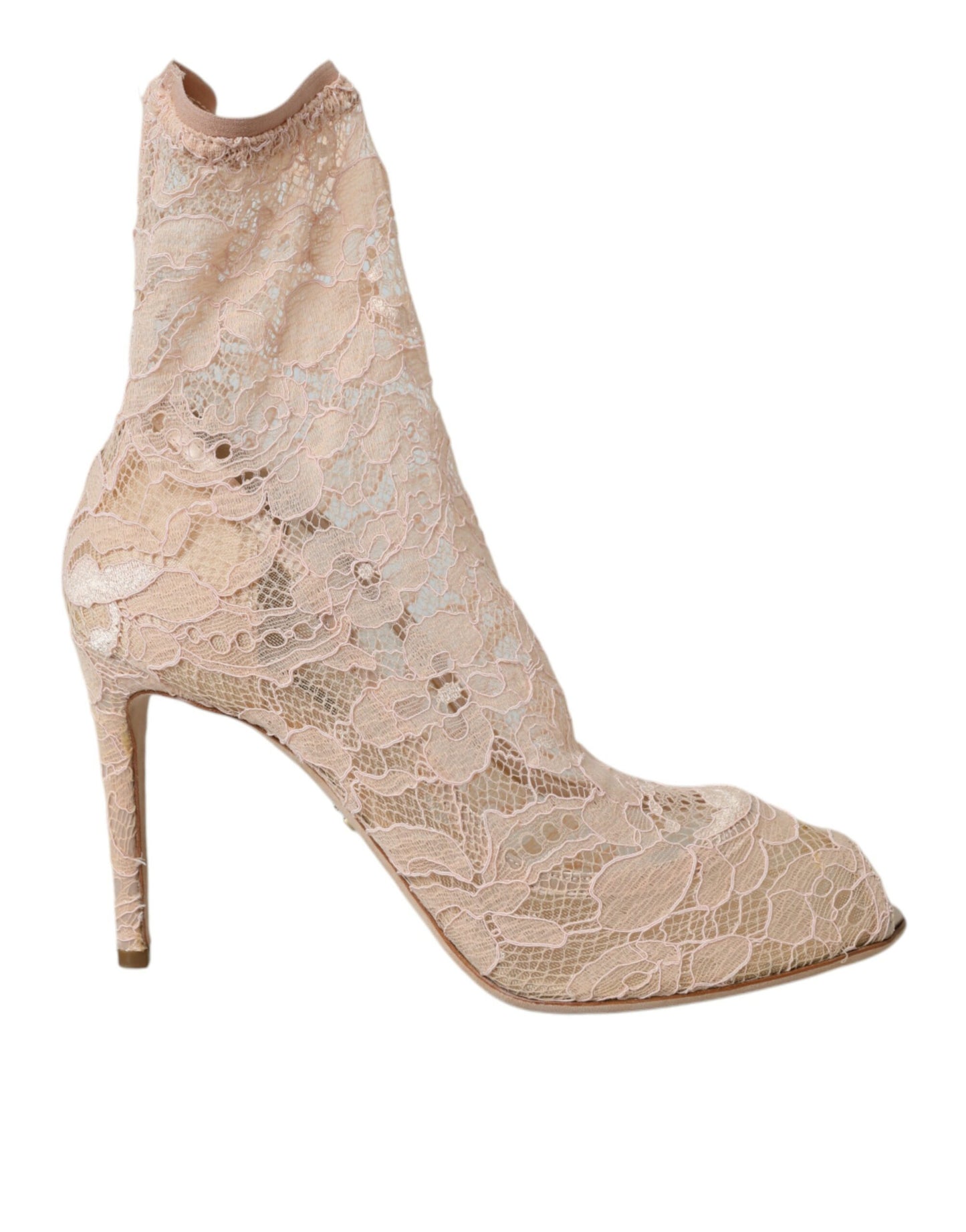 Dolce &amp; Gabbana Beige Stretch Taormina Schnürstiefeletten