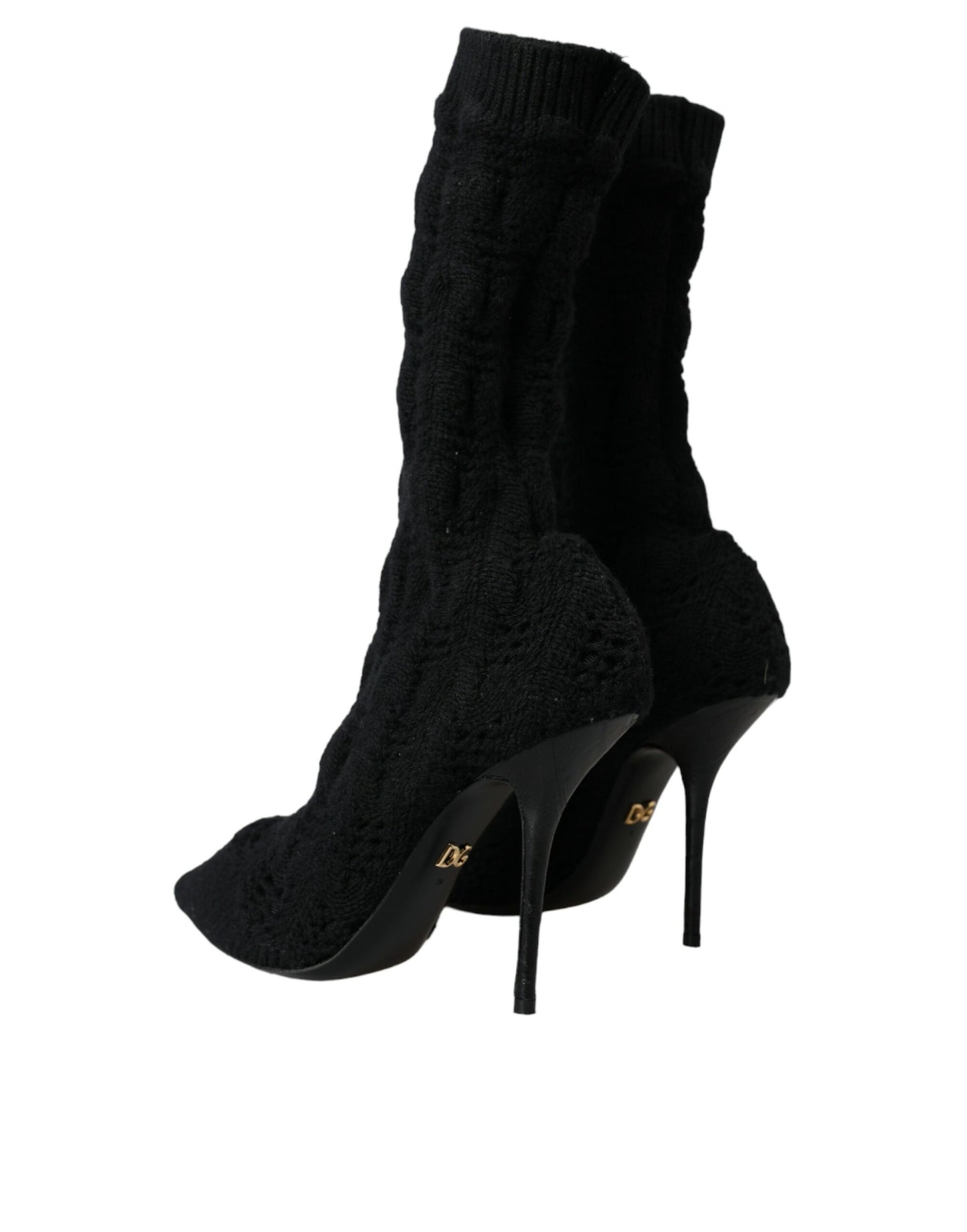 Dolce &amp; Gabbana – Schwarze Stiefel mit Stilettoabsatz und mittelhohem Absatz