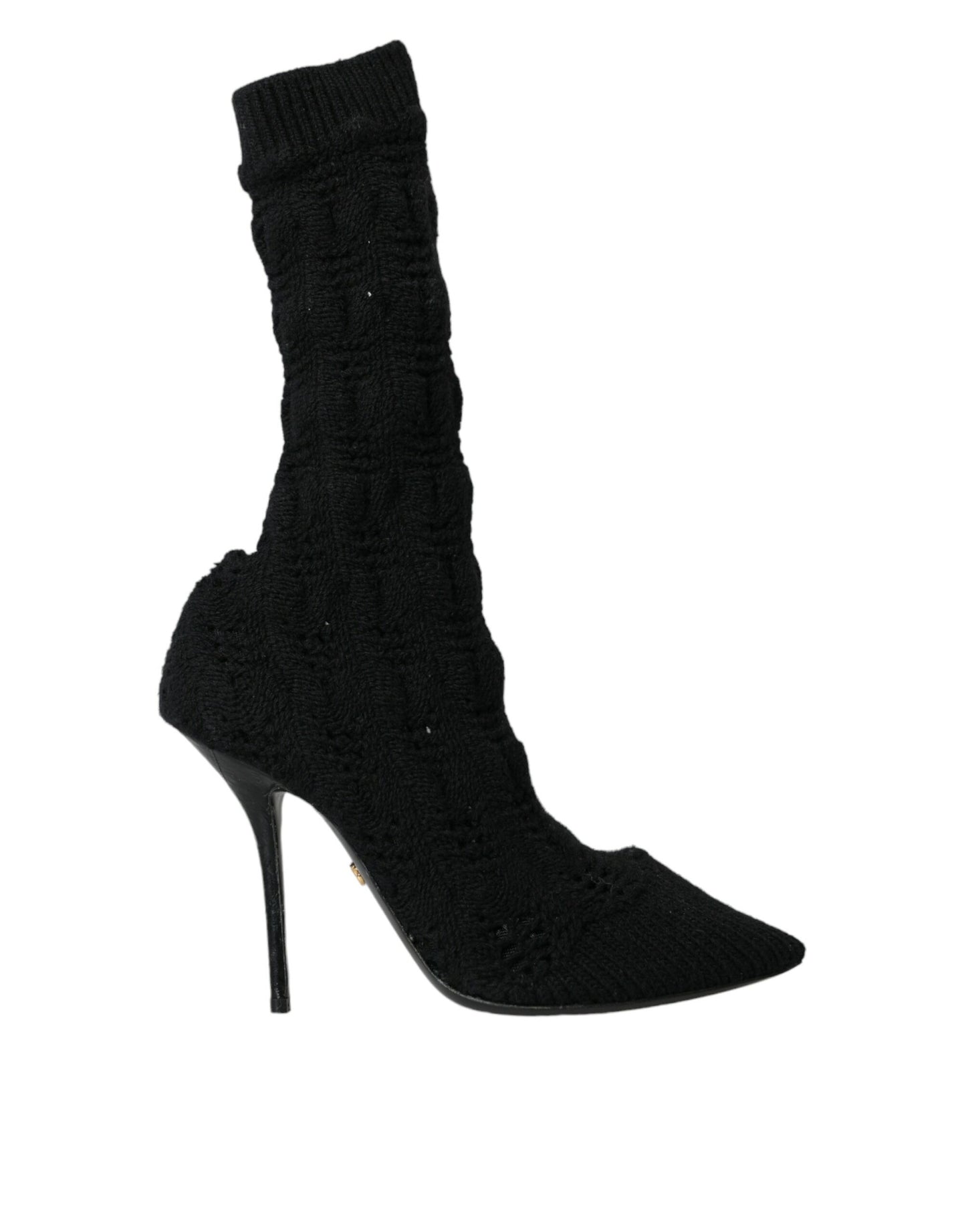 Dolce &amp; Gabbana – Schwarze Stiefel mit Stilettoabsatz und mittelhohem Absatz