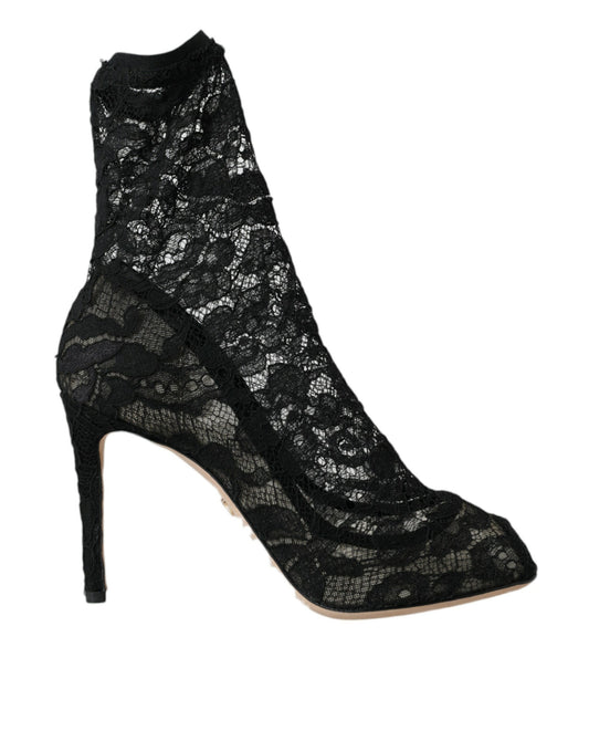 Dolce &amp; Gabbana – Taormina – Stiefel mit Schnürung und Stretch-Anteil – Schwarz