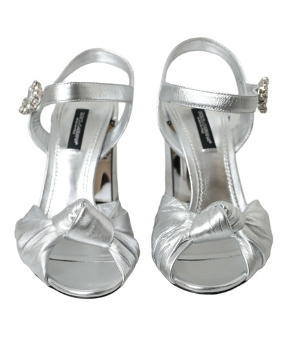 Dolce &amp; Gabbana Silber Lammleder Heels Sandalen Schuhe