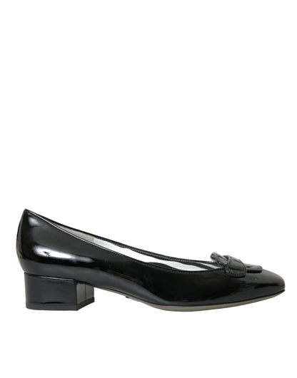 Dolce &amp; Gabbana – Pumps mit Blockabsatz aus schwarzem Lackleder