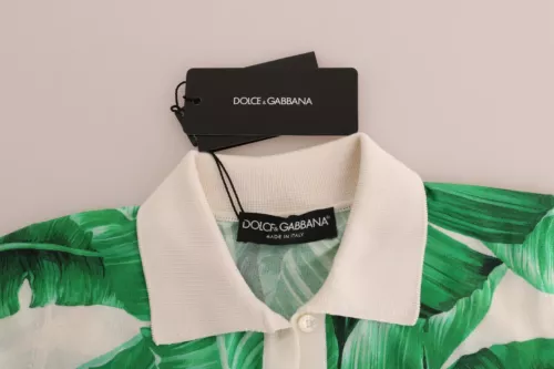 Dolce &amp; Gabbana – Grünes Polo-T-Shirt aus Seide mit Bananenprint