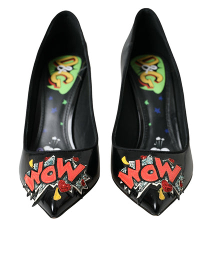 Dolce &amp; Gabbana – Pumps mit WOW-Patch aus schwarzem Leder