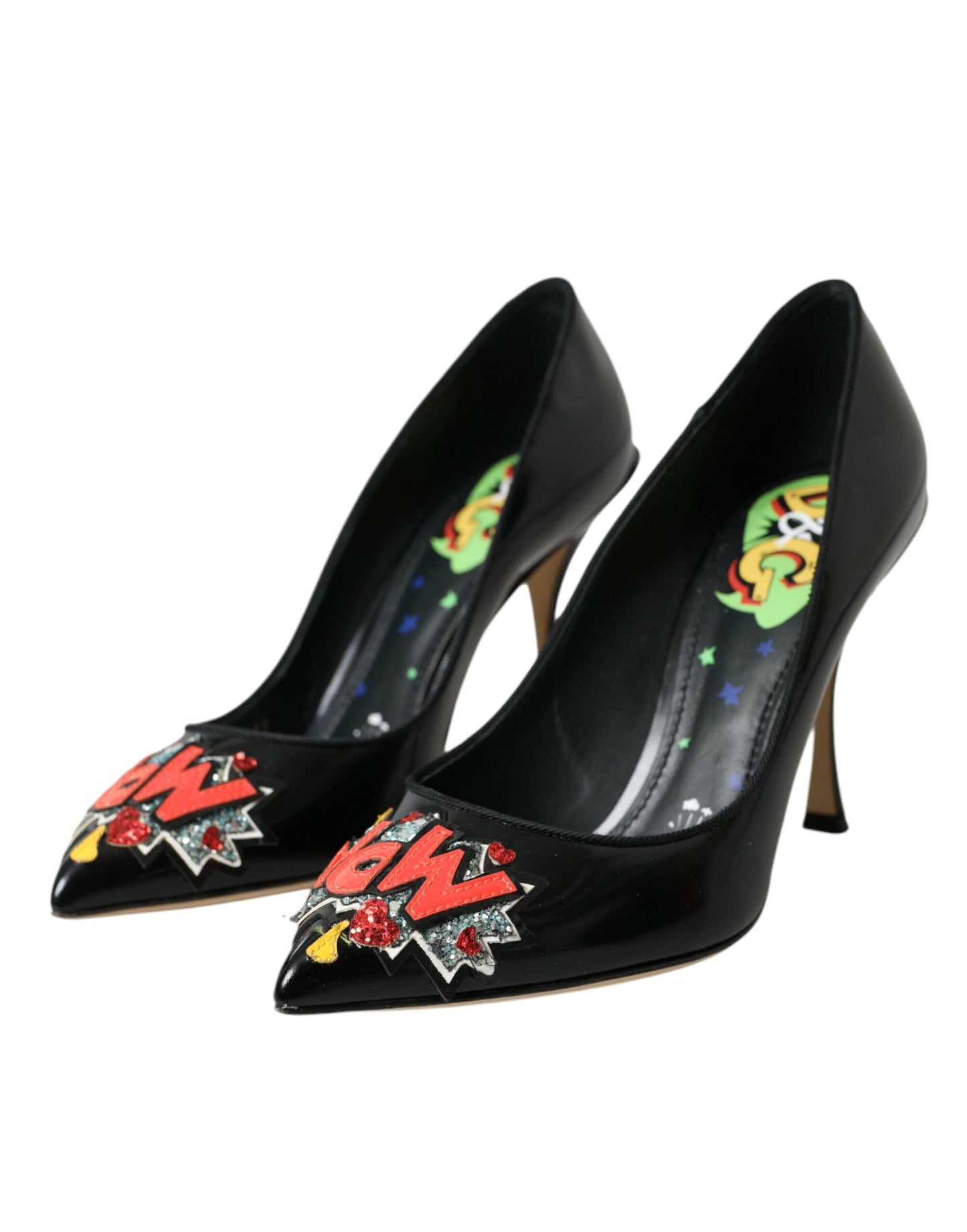 Dolce &amp; Gabbana – Pumps mit WOW-Patch aus schwarzem Leder