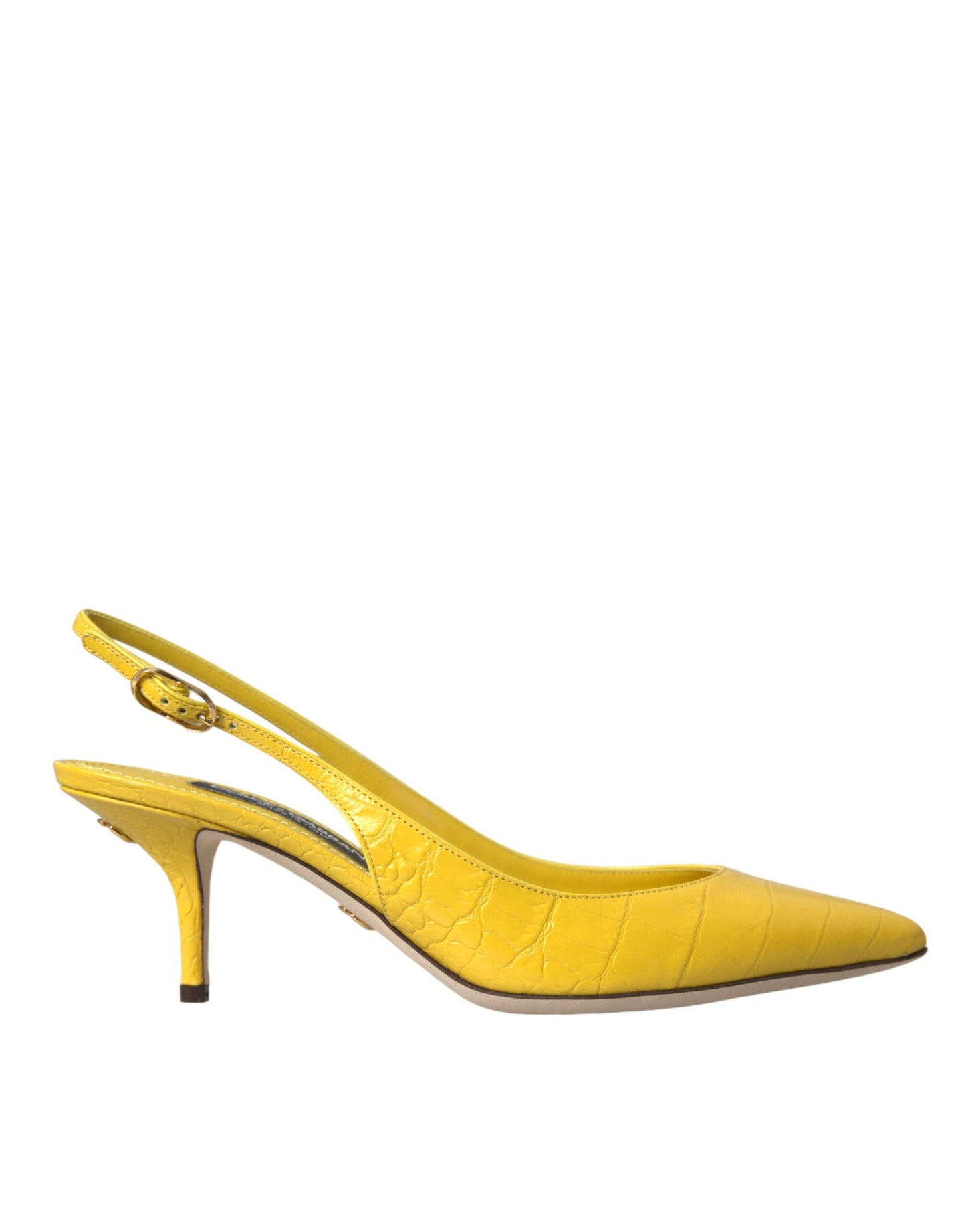 Dolce &amp; Gabbana – Slingback-Schuhe aus gelbem Leder