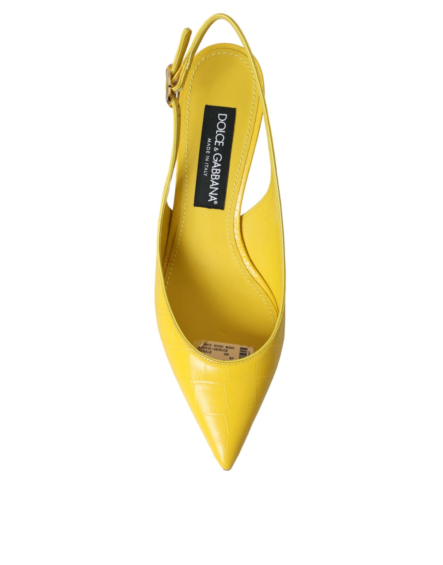 Dolce &amp; Gabbana – Slingback-Schuhe aus gelbem Leder